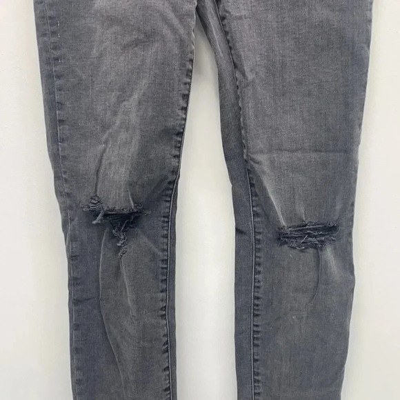Madewell Jeans Mid Rise Skinny Denim Ripped Distressed Jean 9" Black Sea Size 26 - Picture 6 of 14